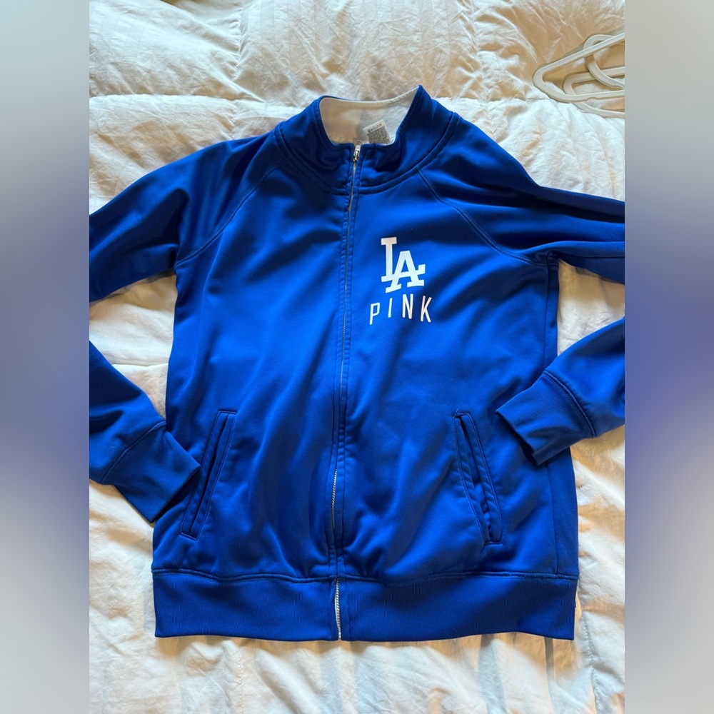 Victoria’s Secret pink LA Dodgers zip up jacket Size M